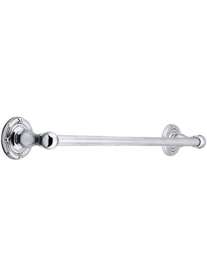 18 inch Brass Towel Bar with Ribbon and Reed Rosettes Polished Chrome.